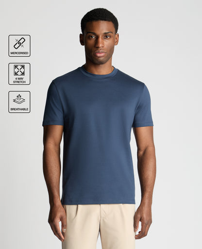 Dark Blue Stretch Cotton T-Shirt