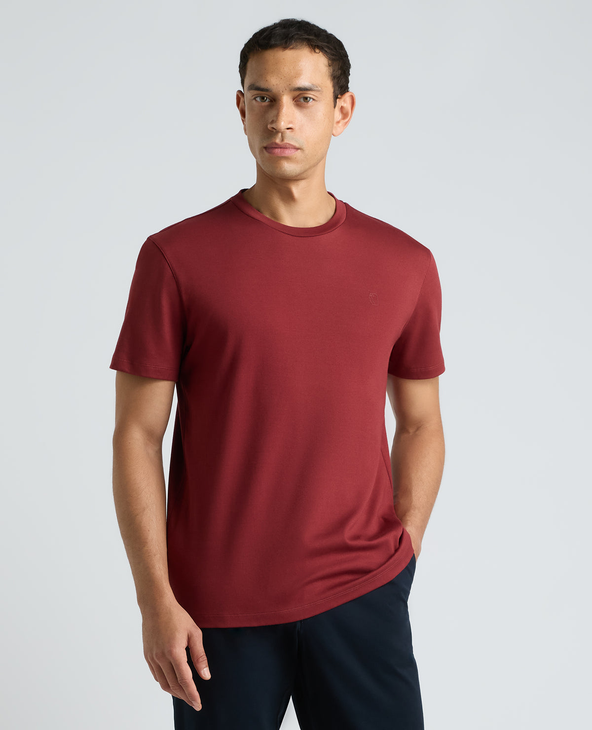 Dark Red Stretch Cotton T-Shirt