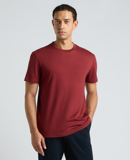 Dark Red Stretch Cotton T-Shirt
