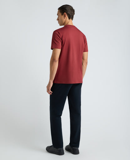 Dark Red Stretch Cotton T-Shirt
