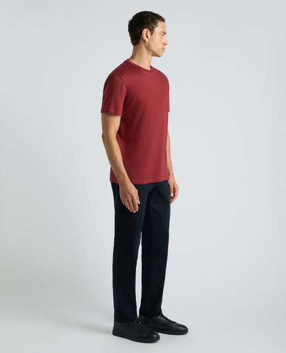 Dark Red Stretch Cotton T-Shirt