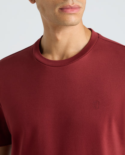 Dark Red Stretch Cotton T-Shirt
