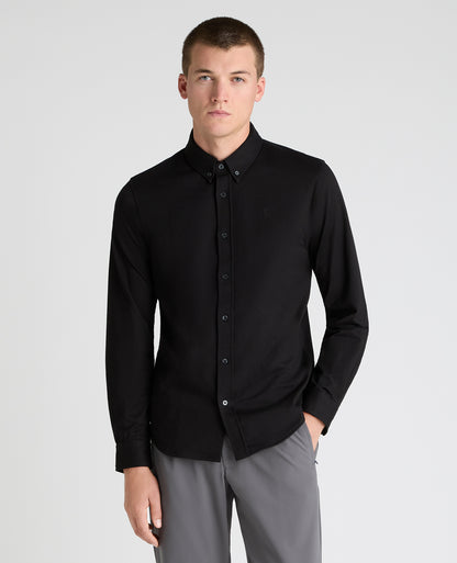 Black Branded Stretch Cotton Shirt