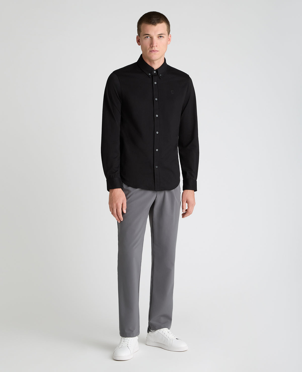 Black Branded Stretch Cotton Shirt