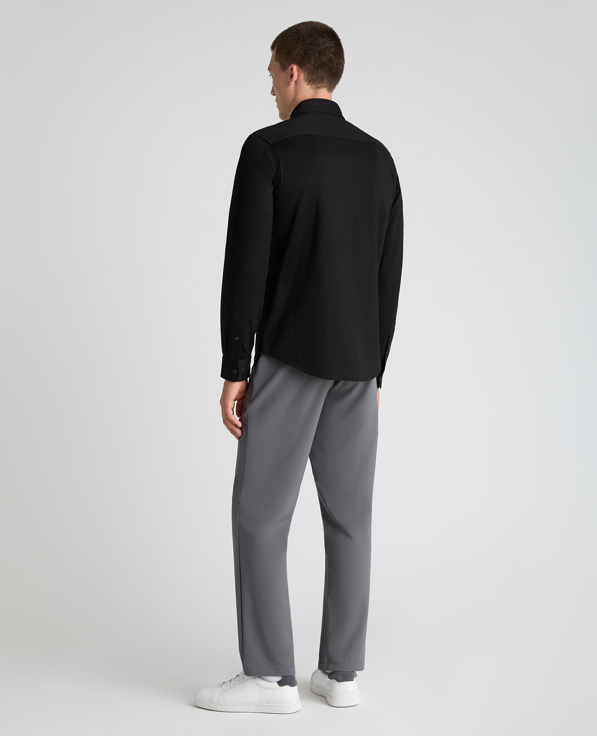 Black Branded Stretch Cotton Shirt