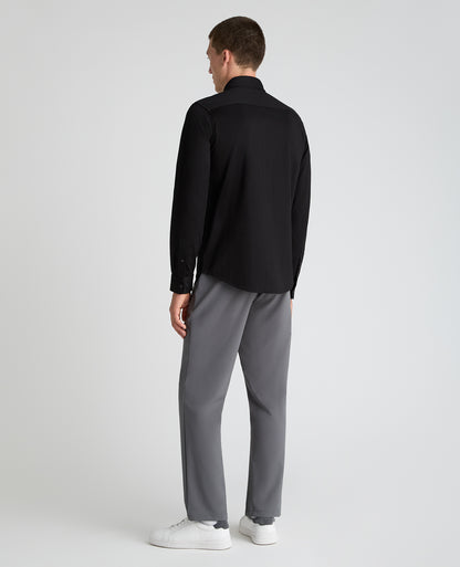 Black Branded Stretch Cotton Shirt