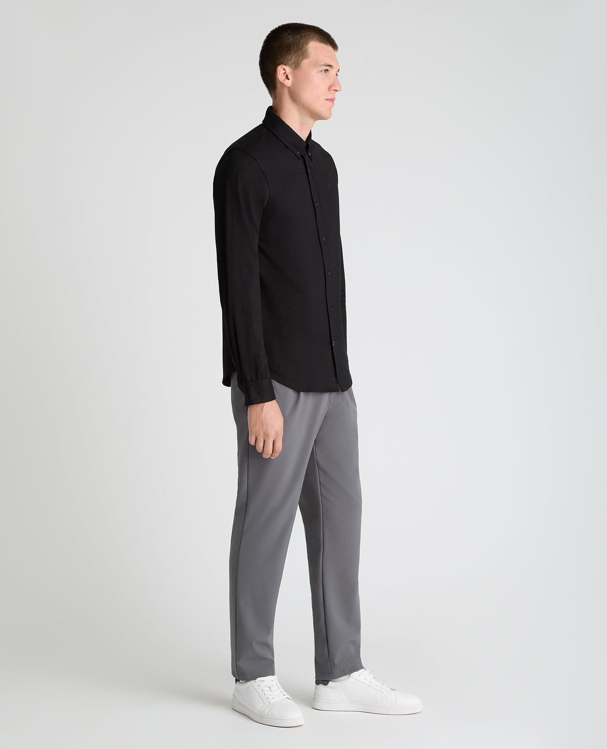 Black Branded Stretch Cotton Shirt