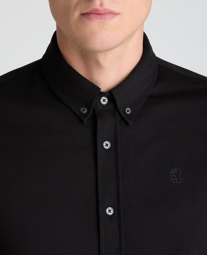 Black Branded Stretch Cotton Shirt