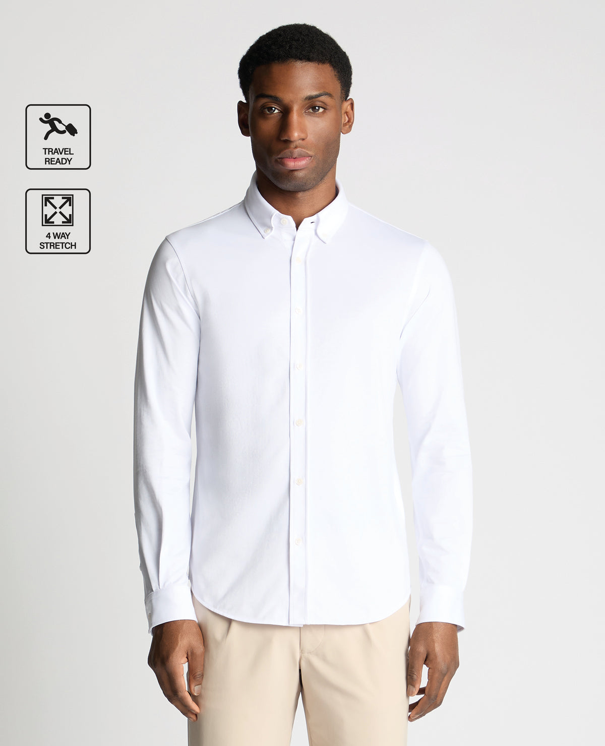 White Branded Stretch Cotton Shirt