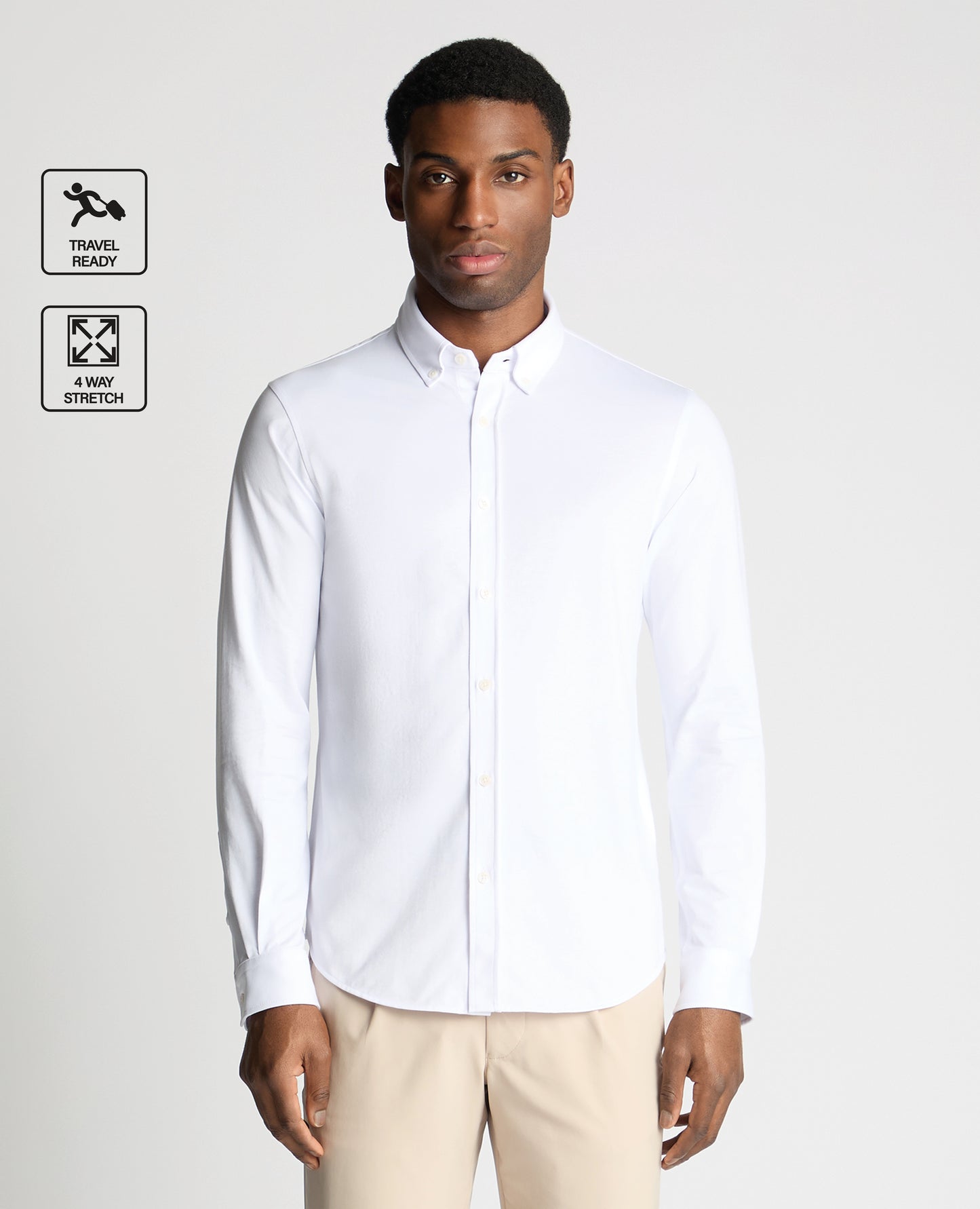 White Branded Stretch Cotton Shirt