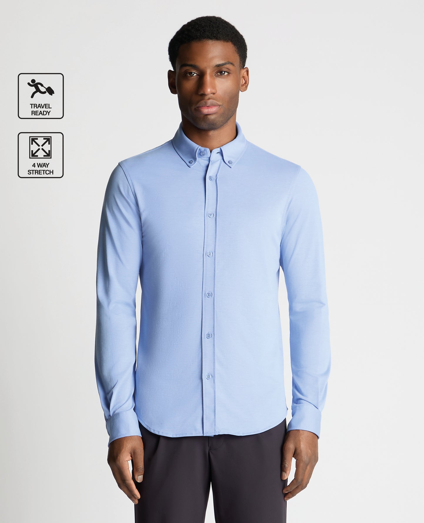 Blue Branded Stretch Cotton Shirt