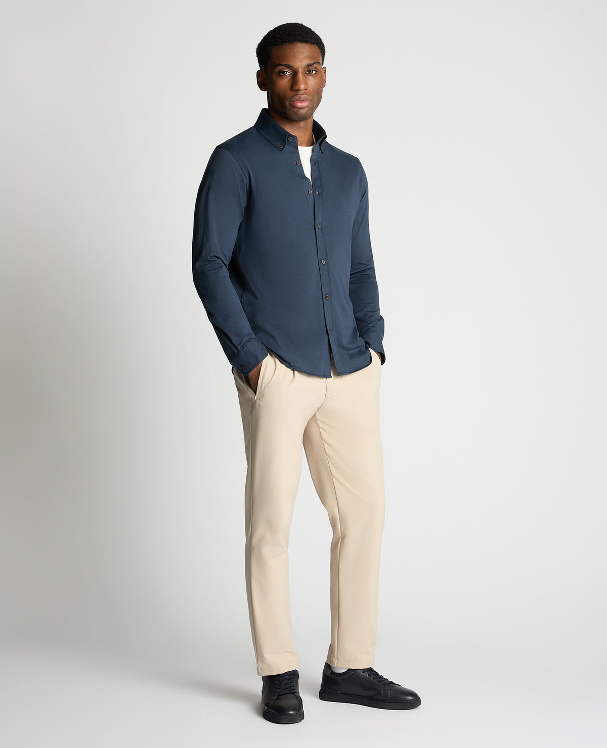 Man wearing a navy jumper