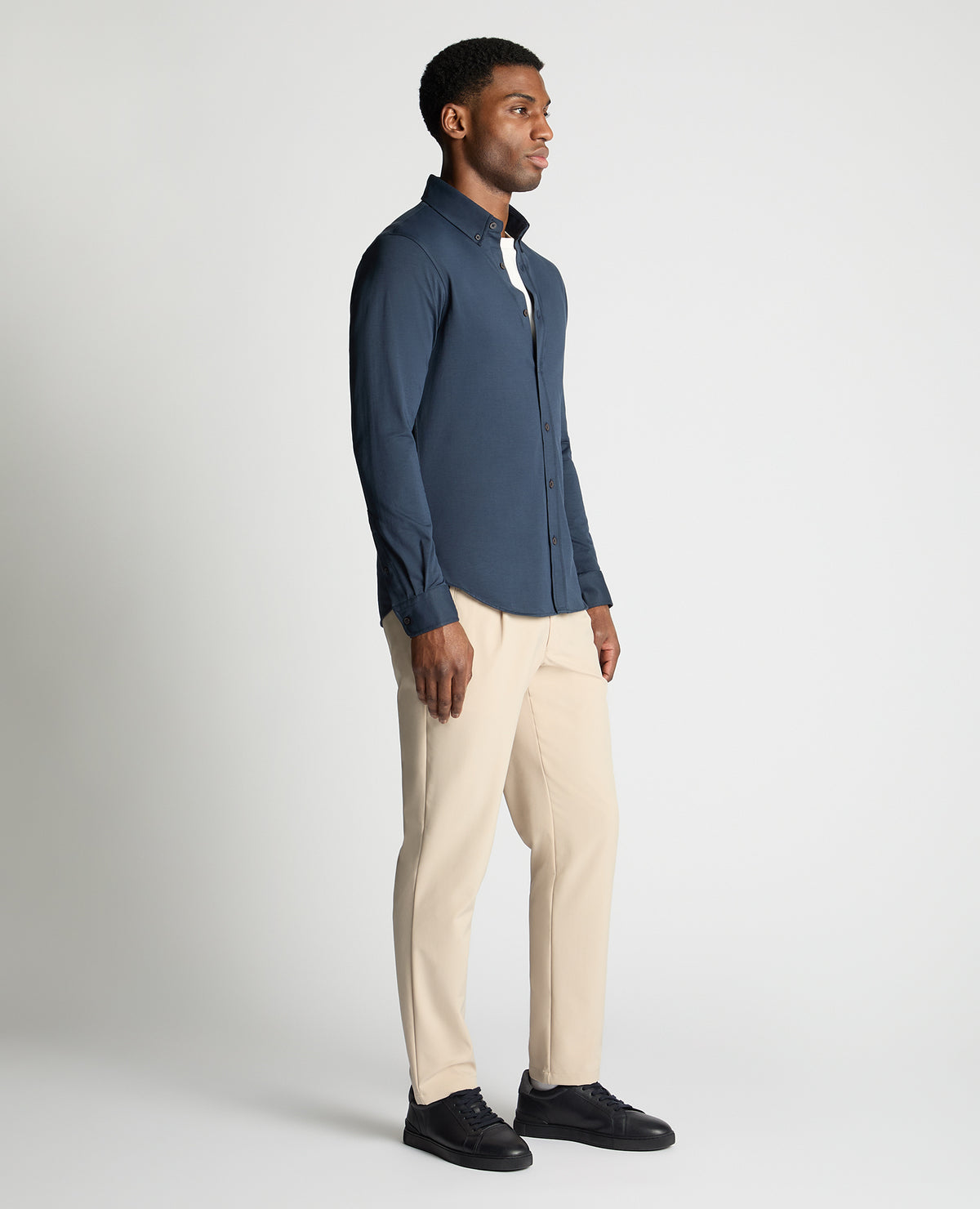 Man wearing a navy jumper