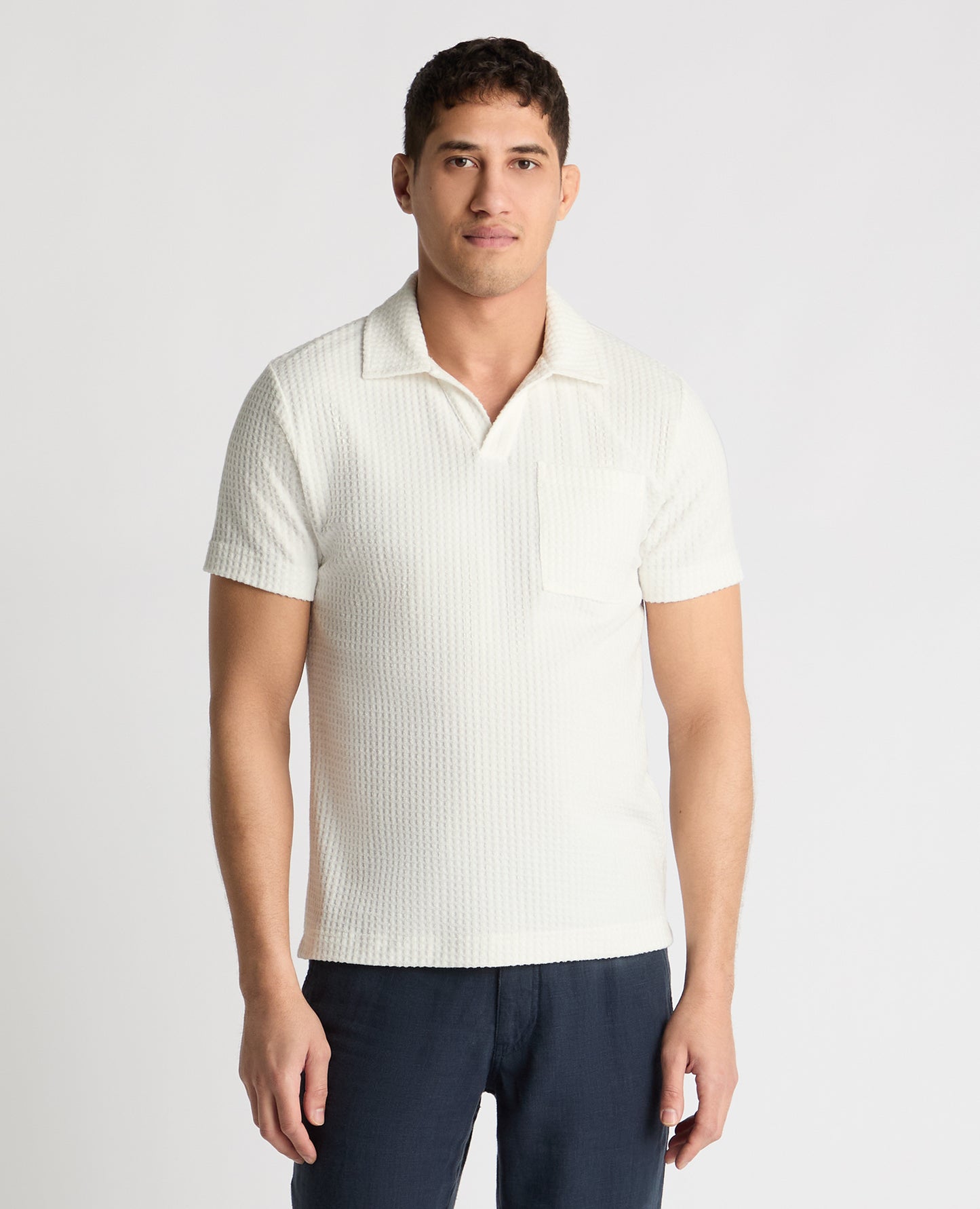 Open Collar Terry Polo Shirt