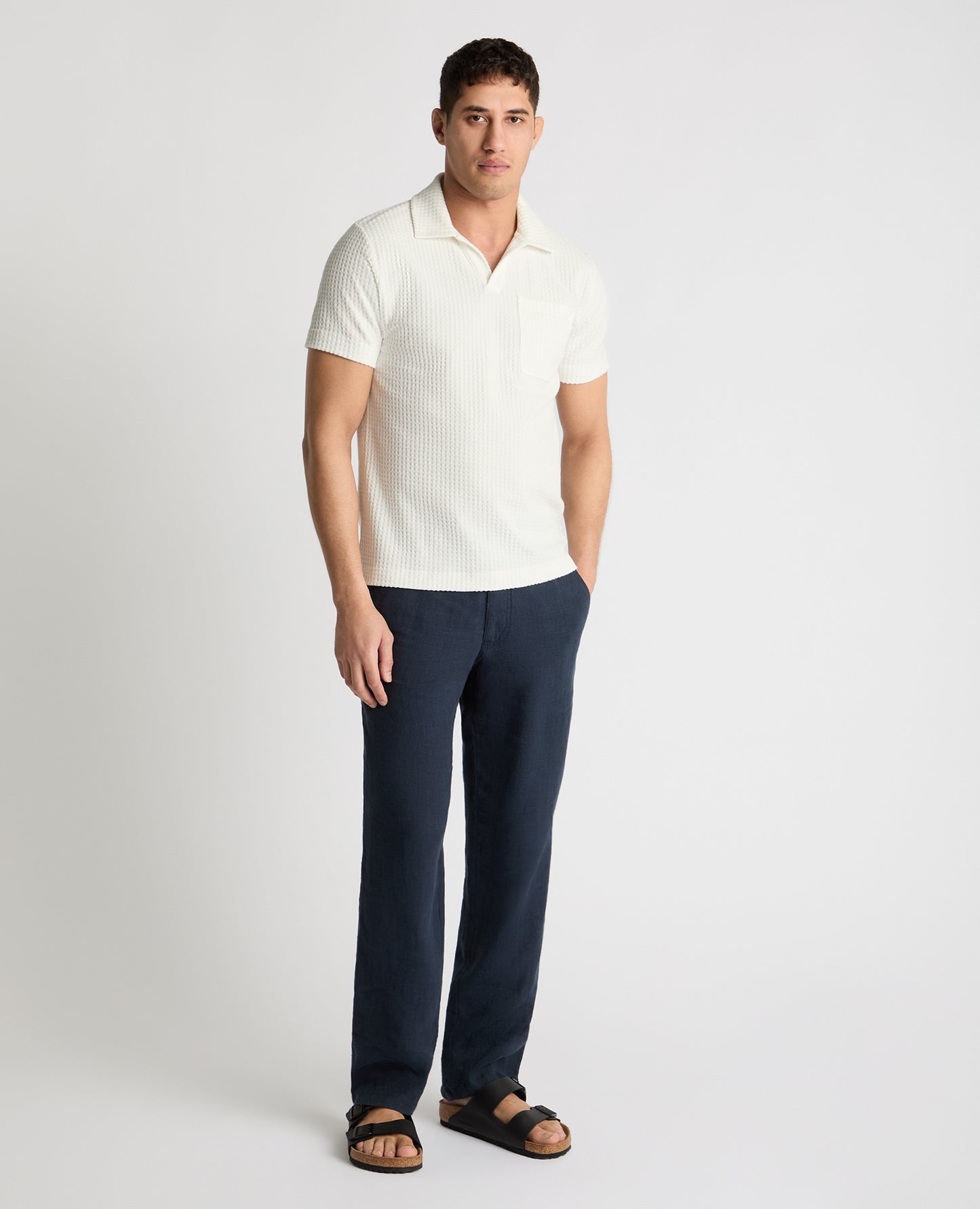 Open Collar Terry Polo Shirt