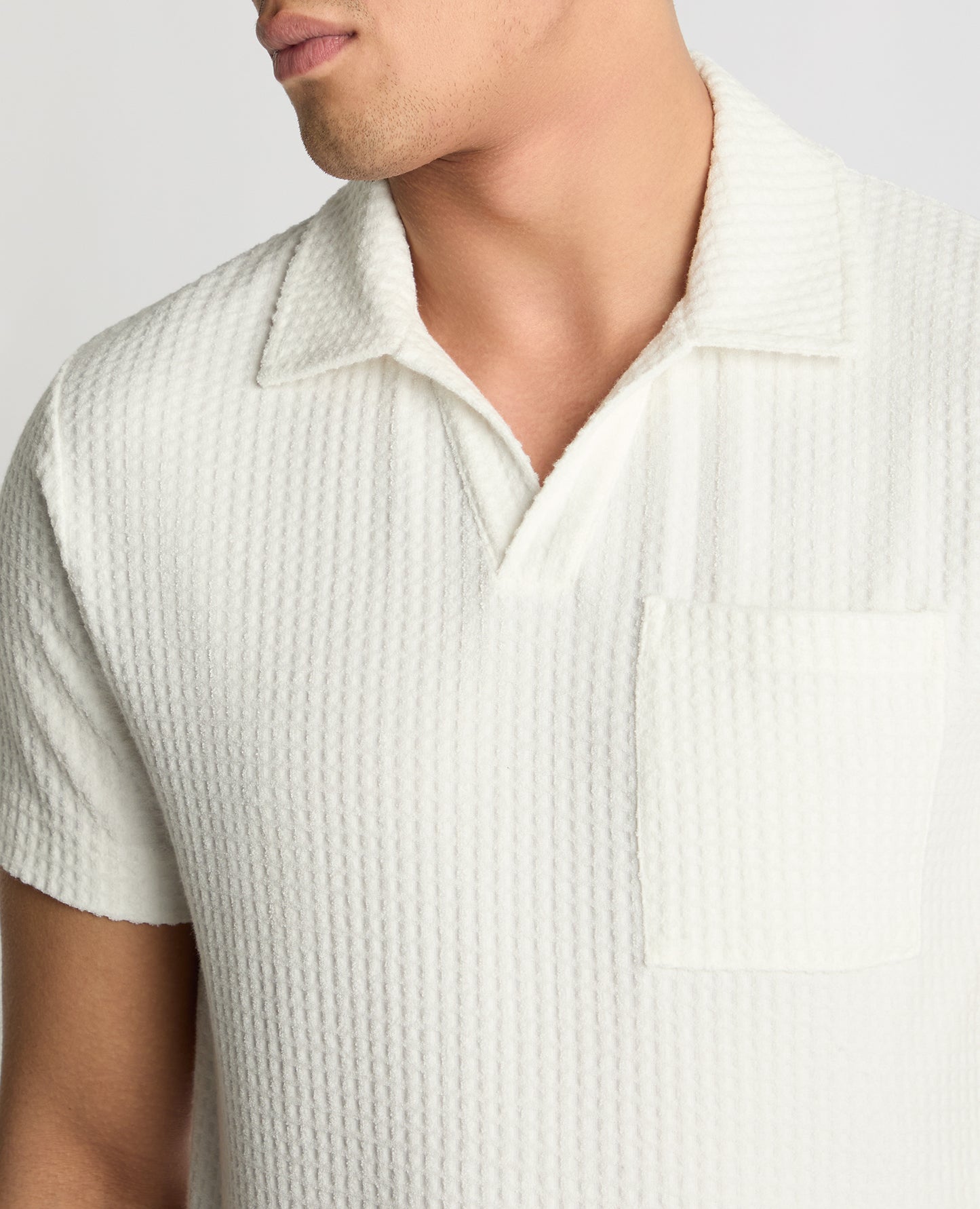 Open Collar Terry Polo Shirt