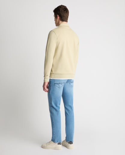 Man wearing a stone jumper