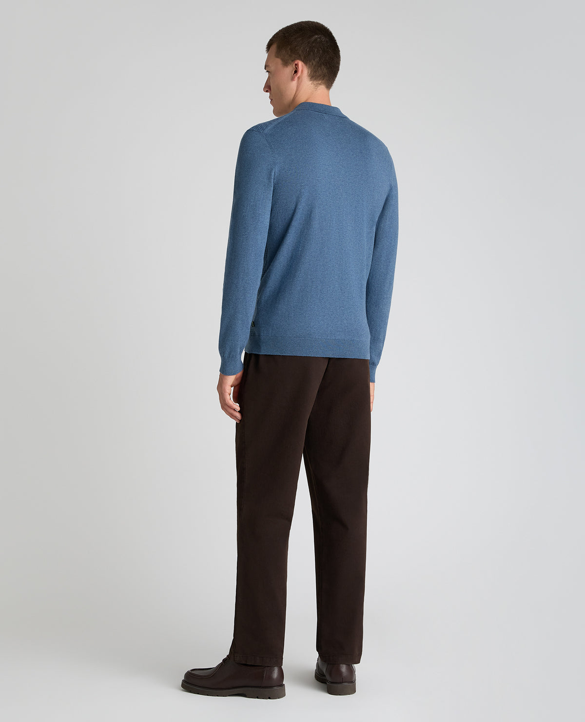Blue Textured Knitted Polo