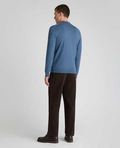 Blue Textured Knitted Polo