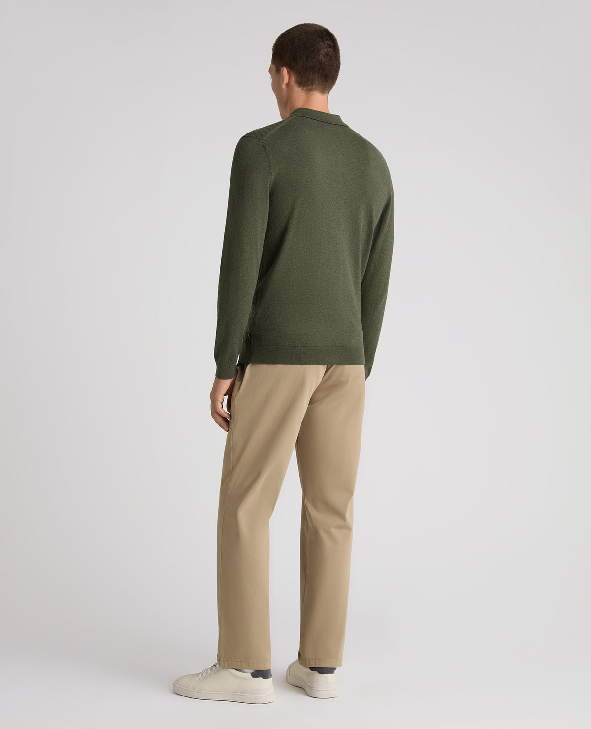 Dark Green Textured Knitted Polo