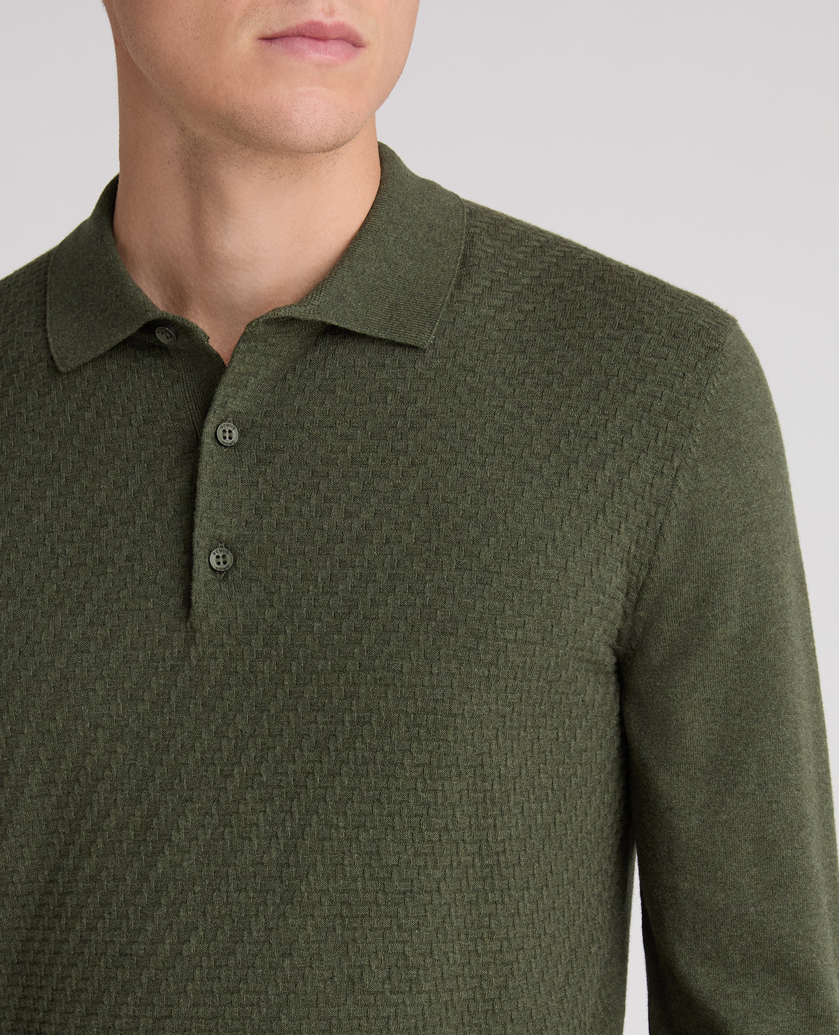 Dark Green Textured Knitted Polo