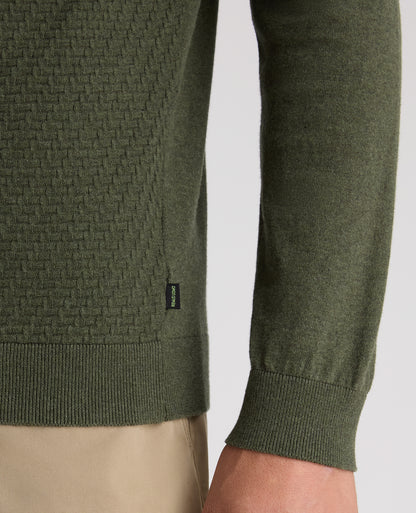 Dark Green Textured Knitted Polo