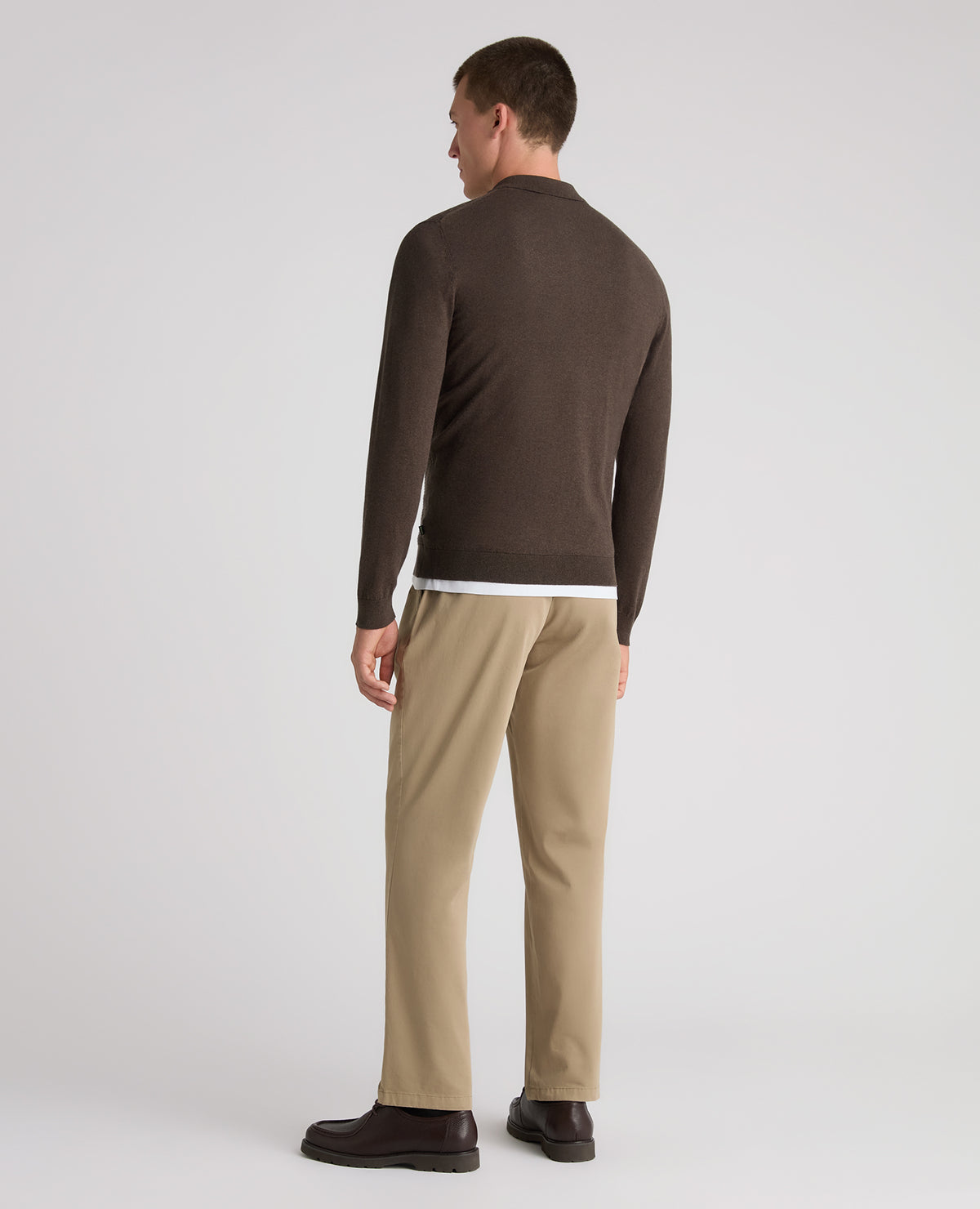 Brown Textured Knitted Polo