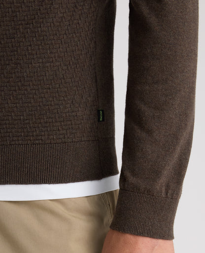 Brown Textured Knitted Polo