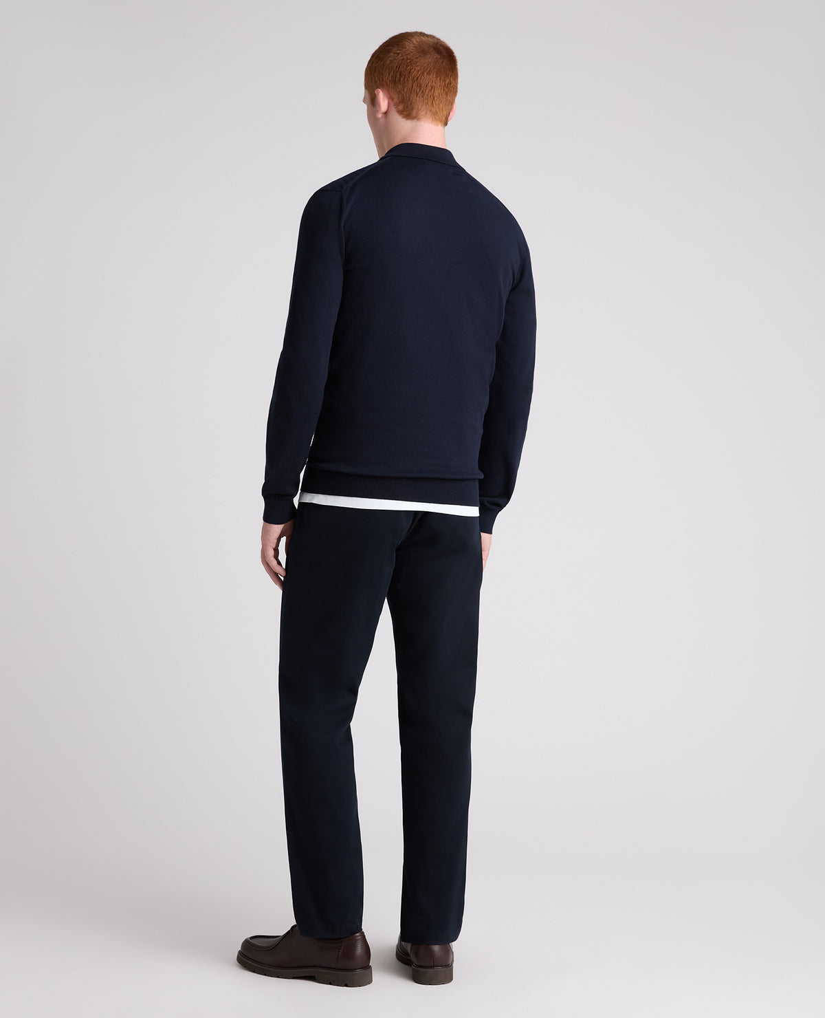 Navy Textured Knitted Polo