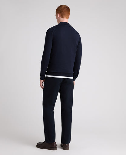 Navy Textured Knitted Polo