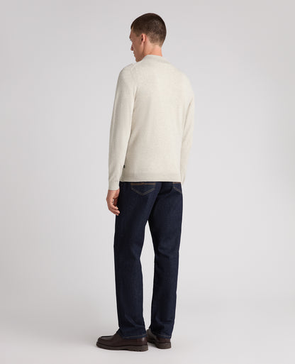 Cream Textured Knitted Polo