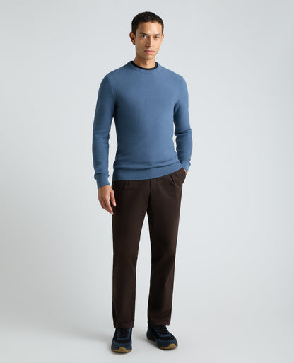 Blue Micro Texture Cotton Jumper