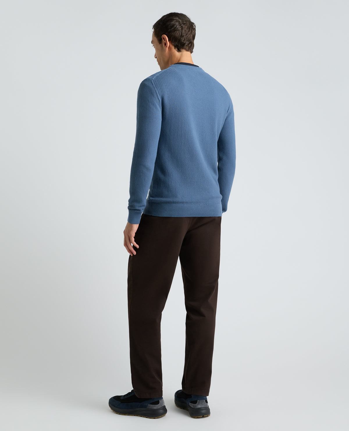 Blue Micro Texture Cotton Jumper