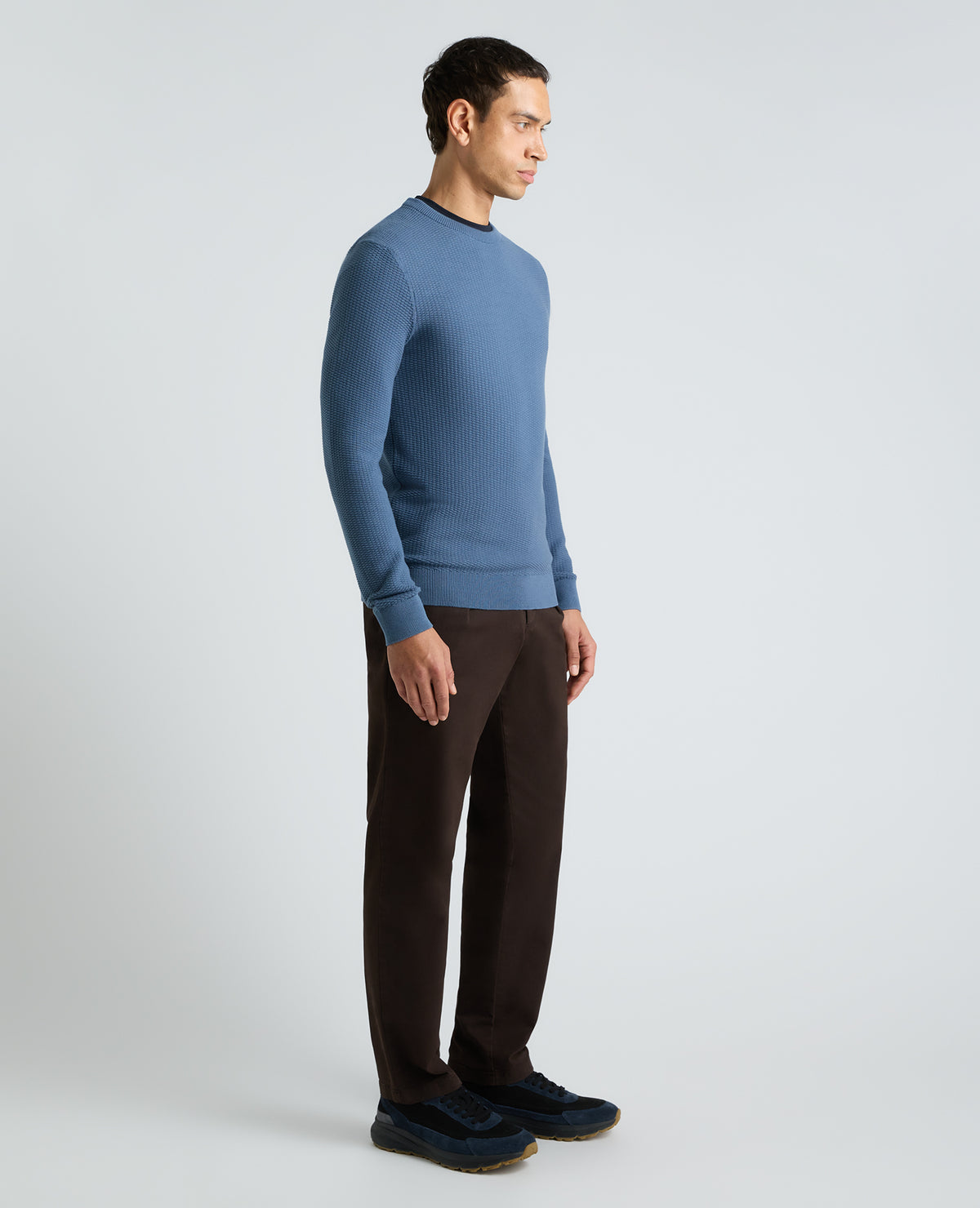 Blue Micro Texture Cotton Jumper