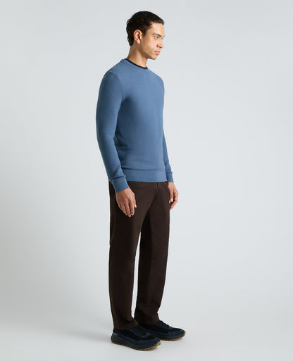 Blue Micro Texture Cotton Jumper