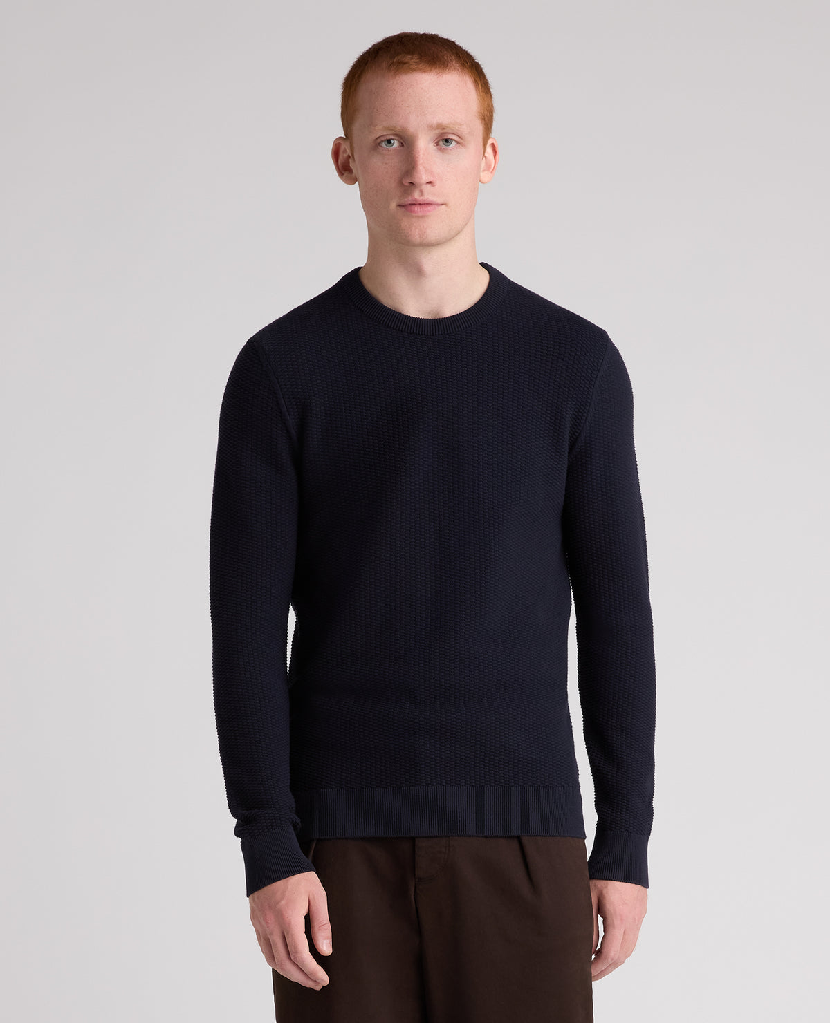 Navy Micro Texture Cotton Jumper