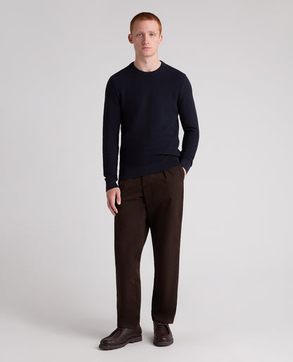 Navy Micro Texture Cotton Jumper