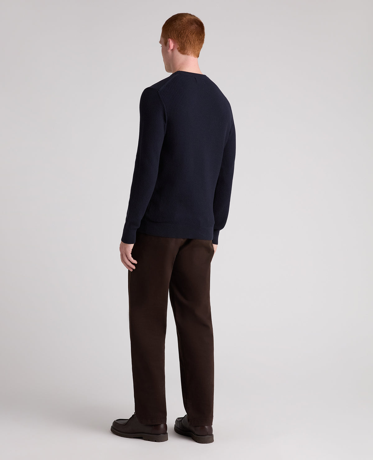 Navy Micro Texture Cotton Jumper