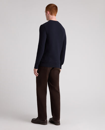 Navy Micro Texture Cotton Jumper