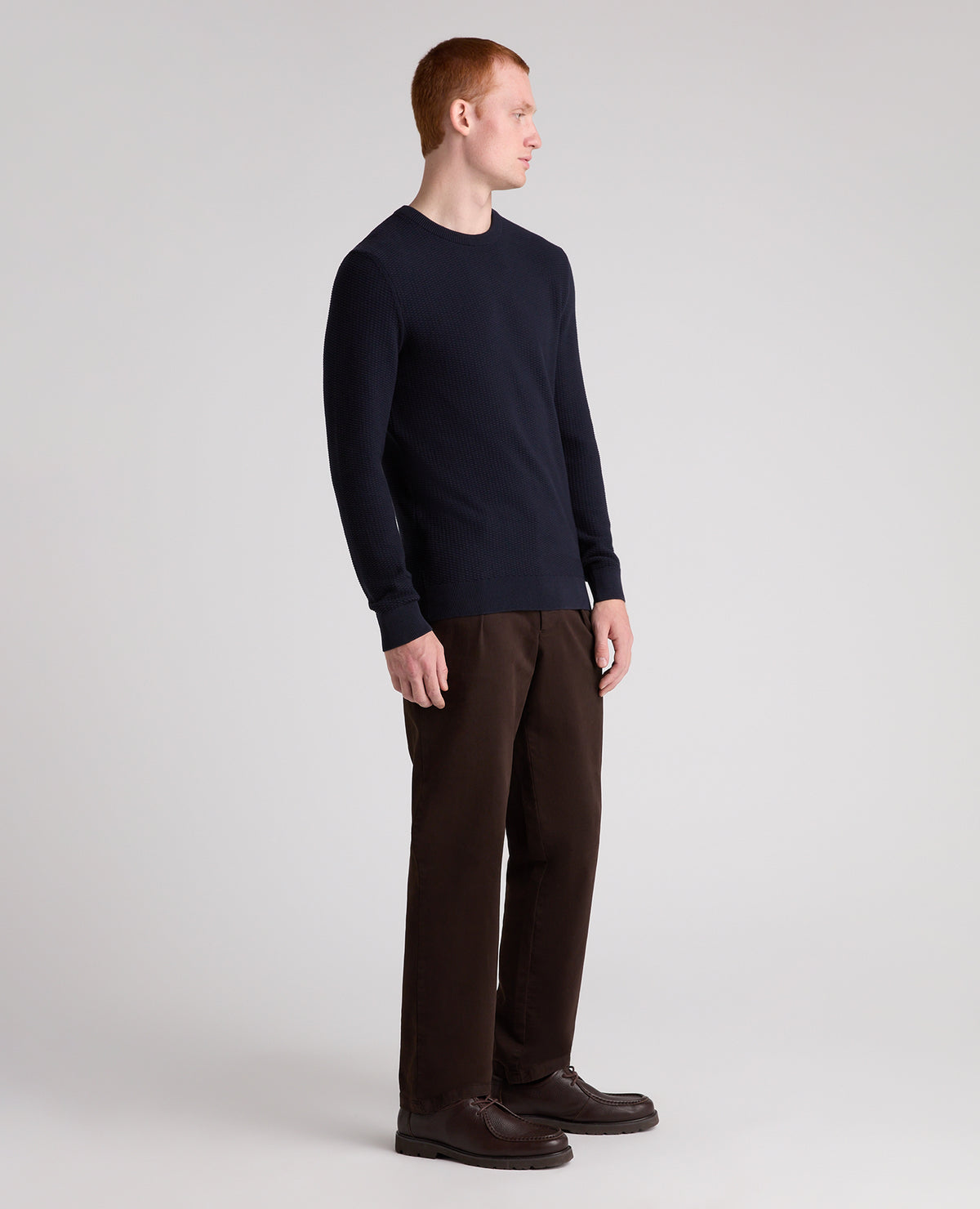 Navy Micro Texture Cotton Jumper