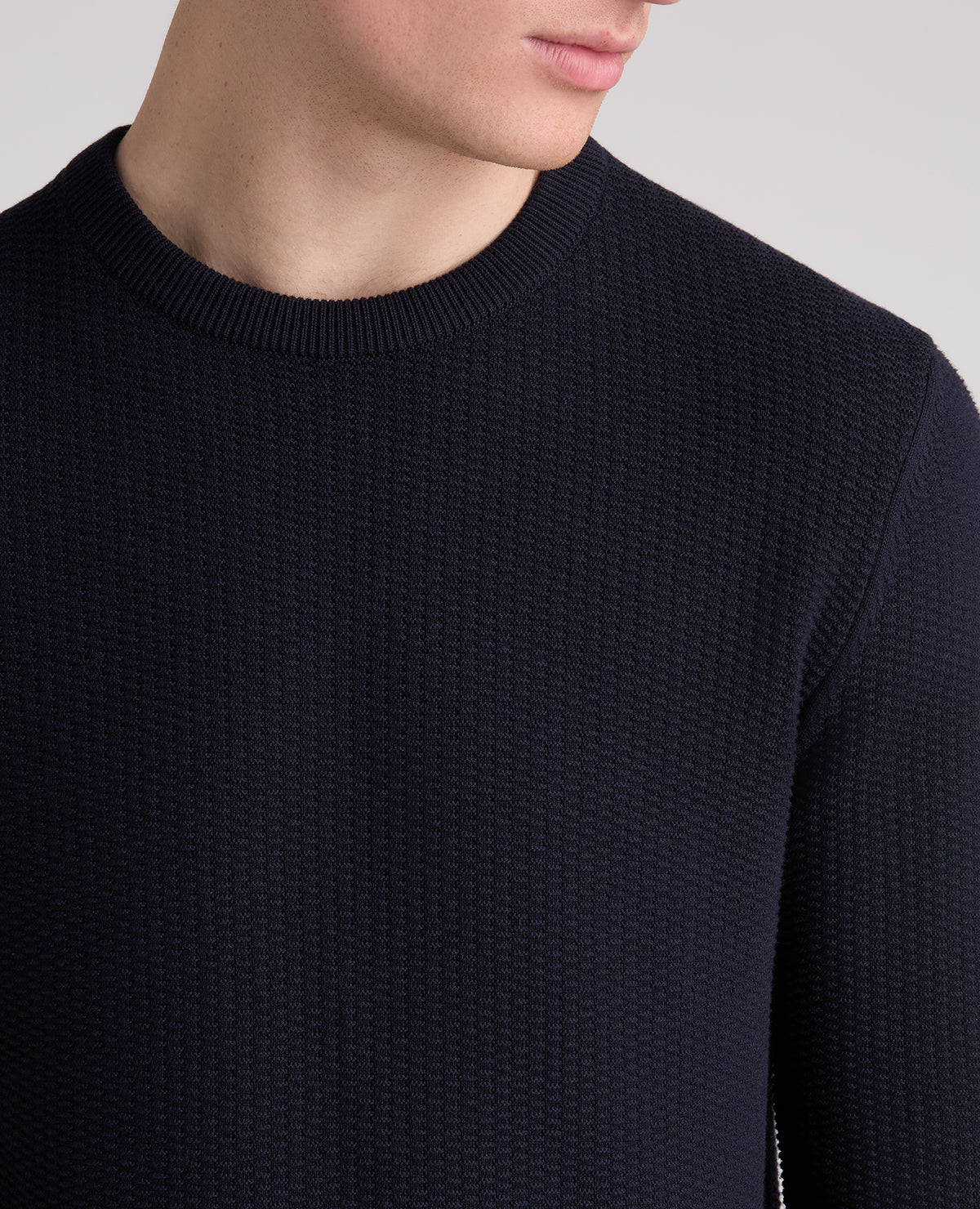 Navy Micro Texture Cotton Jumper