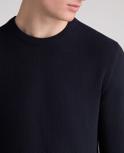 Navy Micro Texture Cotton Jumper
