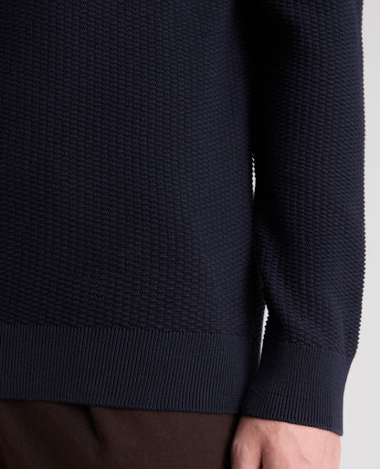 Navy Micro Texture Cotton Jumper