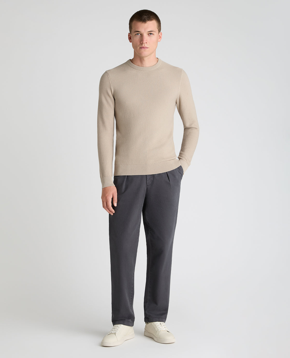 Stone Micro Texture Cotton Jumper
