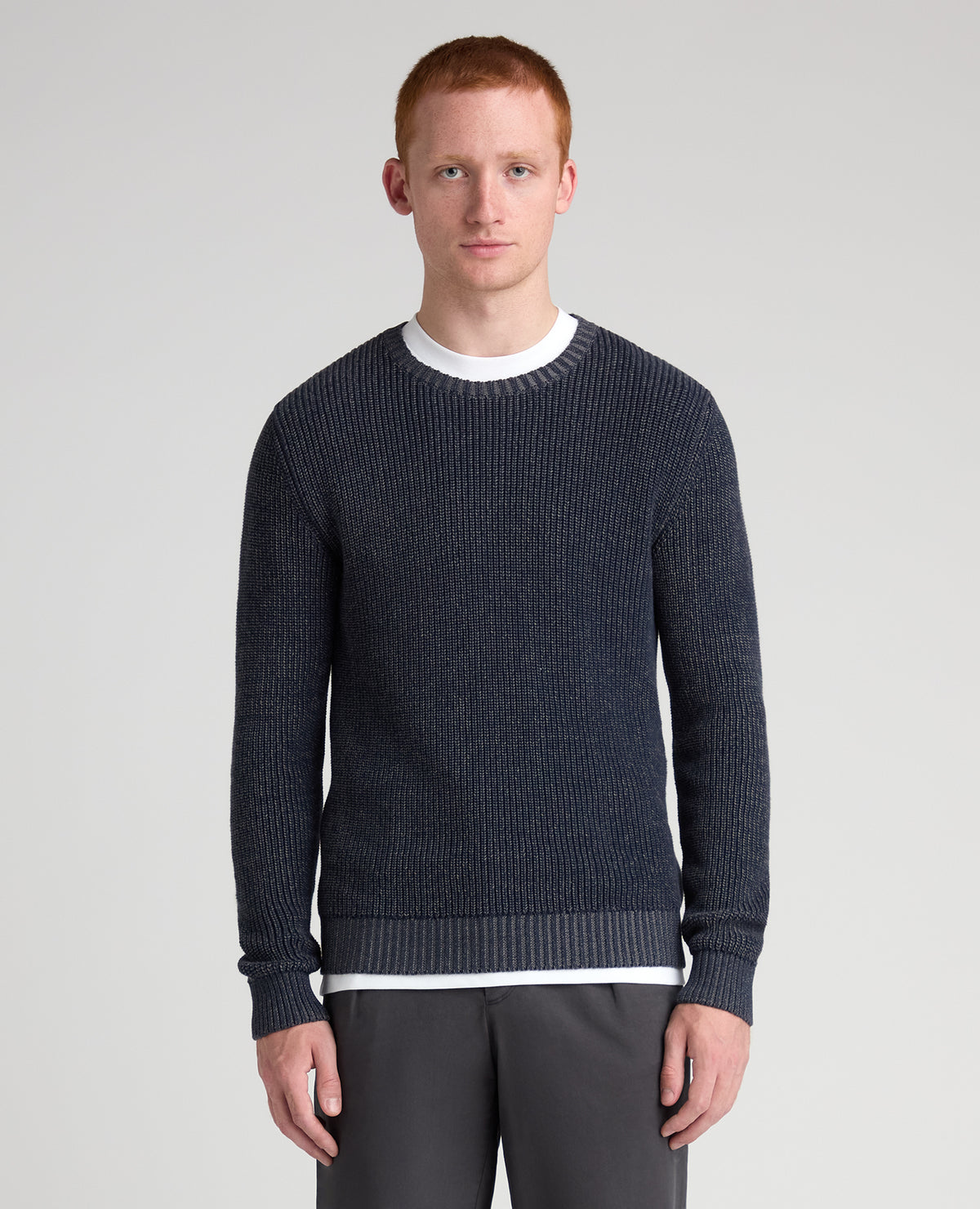 Navy Two Tone Cotton Jumper