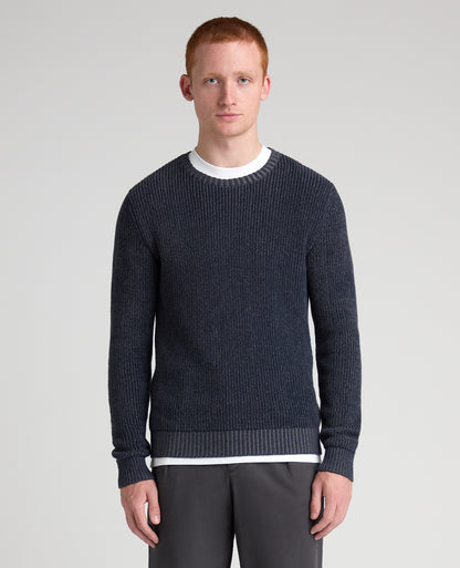 Navy Two Tone Cotton Jumper