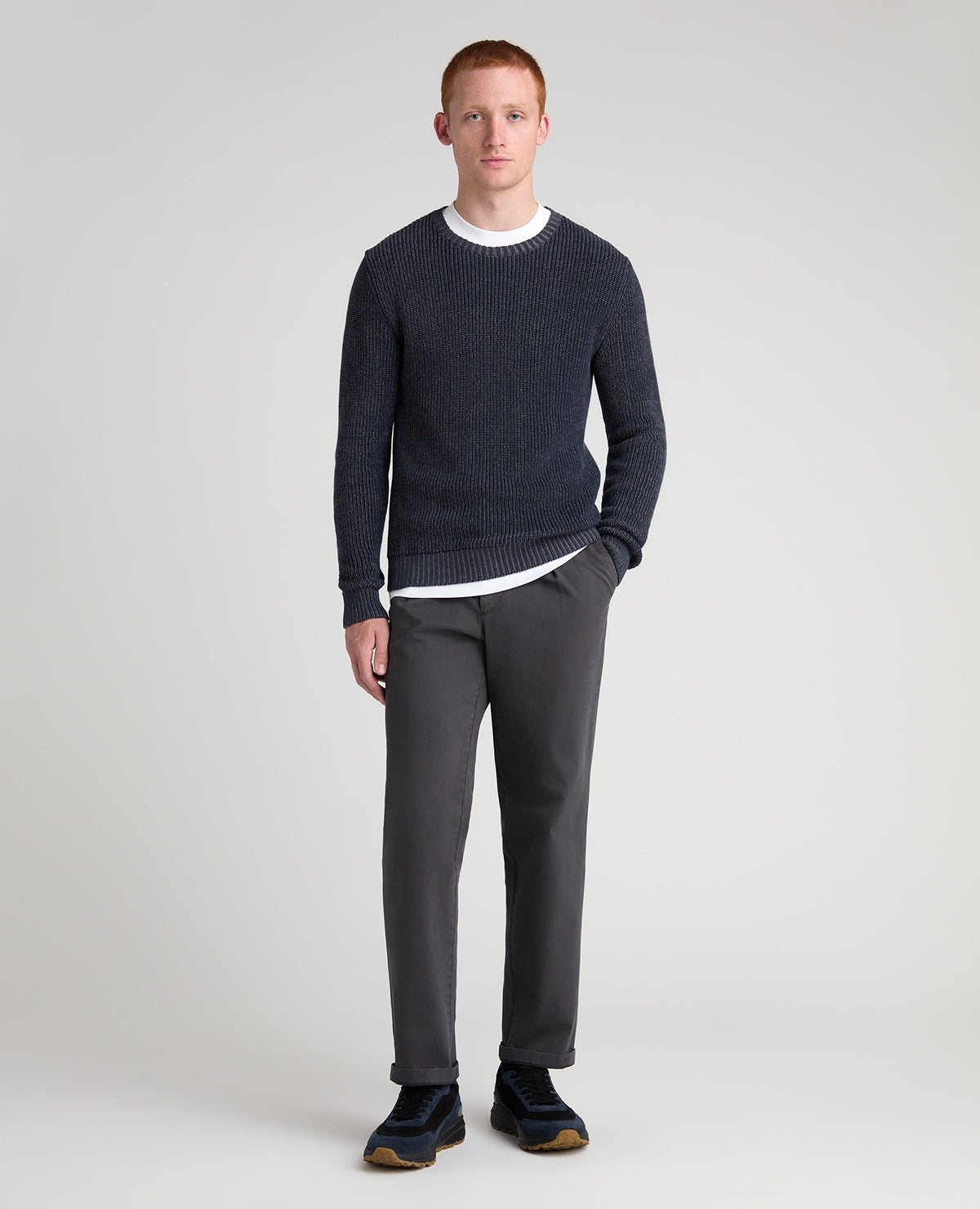 Navy Two Tone Cotton Jumper