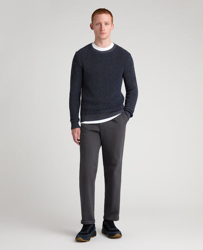Navy Two Tone Cotton Jumper