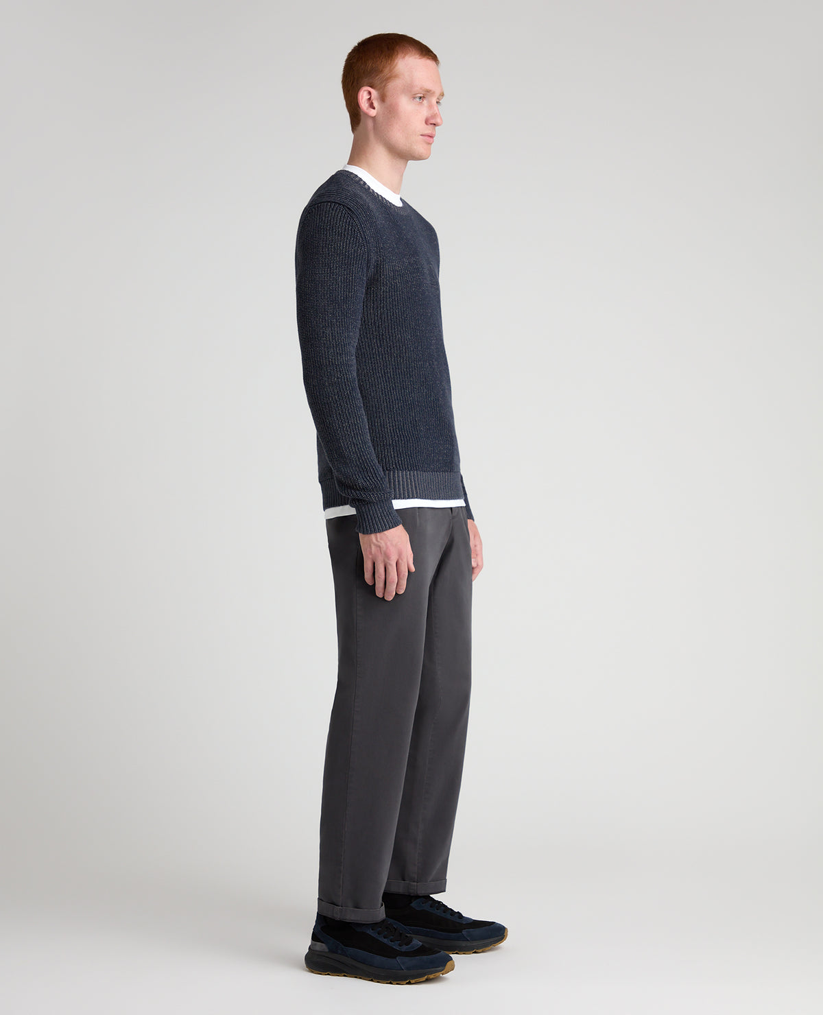 Navy Two Tone Cotton Jumper