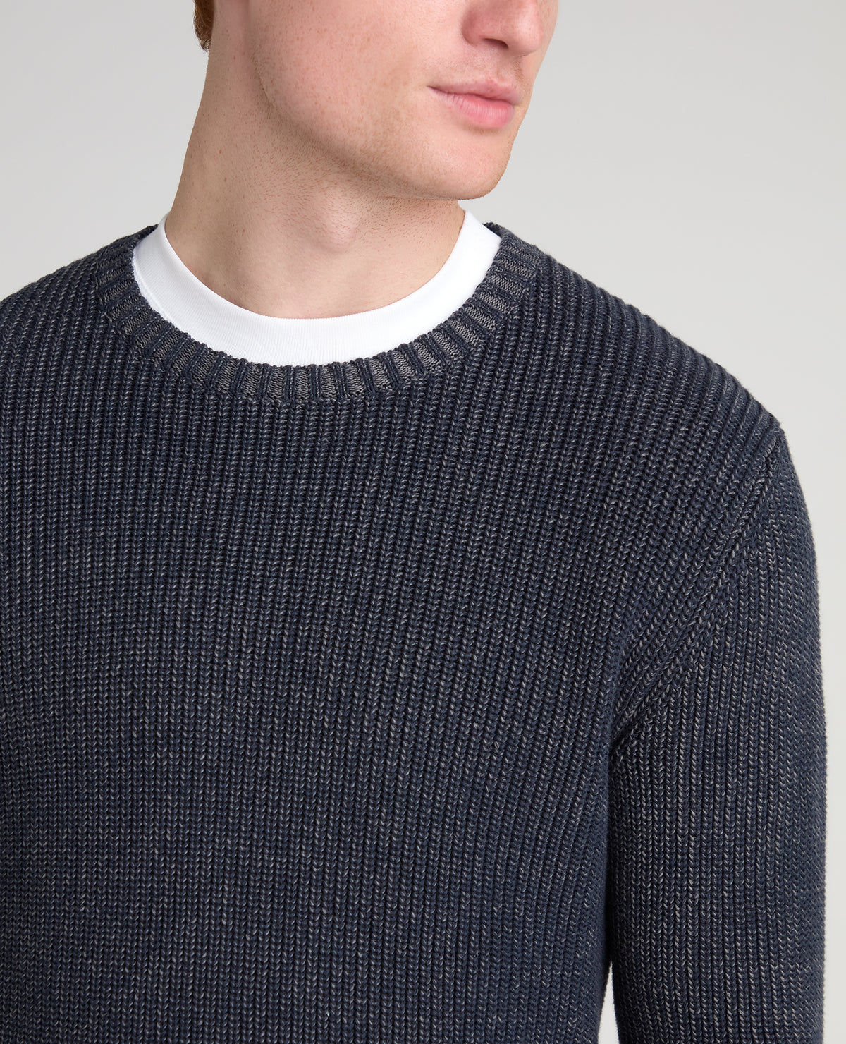 Navy Two Tone Cotton Jumper